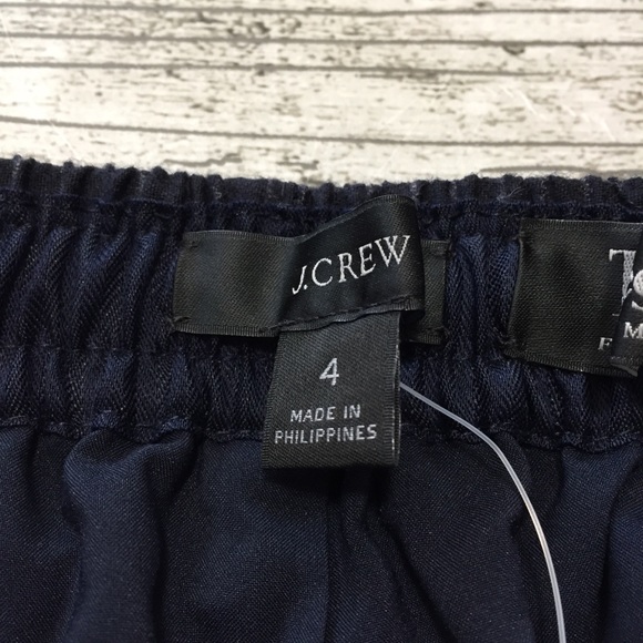 J crew tollegno 1900 wool stripe pants women’s 4 (Inseam 28) navy drawstring - Picture 11 of 13